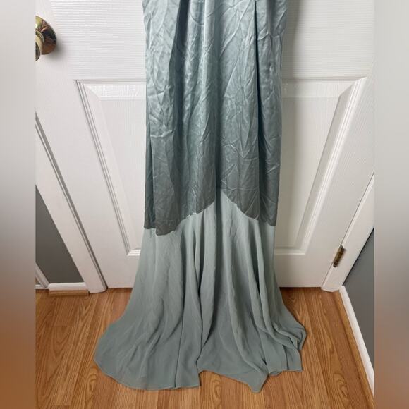 Reformation Tosca Silk Dress Aquamarine 10 - Picture 4 of 7